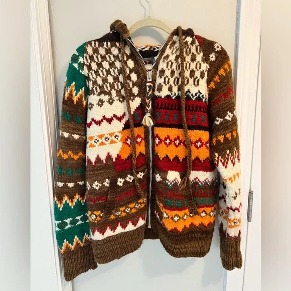 HOST PICM Chamula hand-knit hooded cowichan-style zipped cardigan - Picture 1 of 11